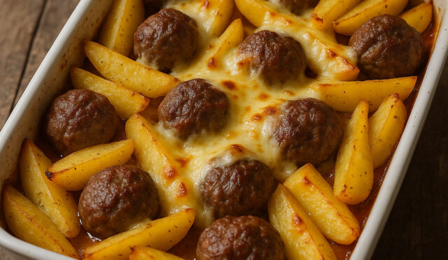 Fırında Kaşarlı Köfte Patates Tarifi