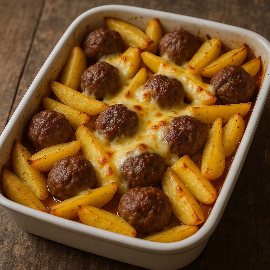Fırında Kaşarlı Köfte Patates Tarifi
